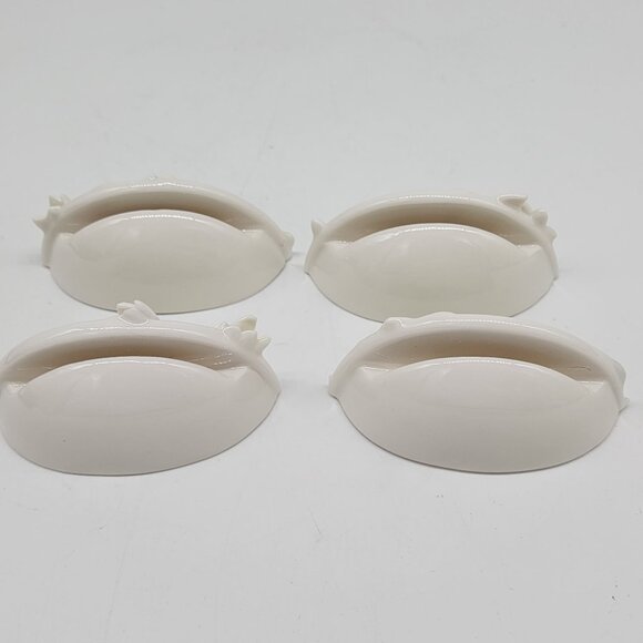 Set Of 4 Franz Porcelain Lily Place Holders Green & White Floral Design - Picture 4 of 6